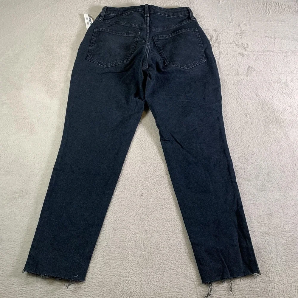Old Navy Jeans Womens 2 Dark Wash High Rise Curvy OG Straight Distressed Raw Hem